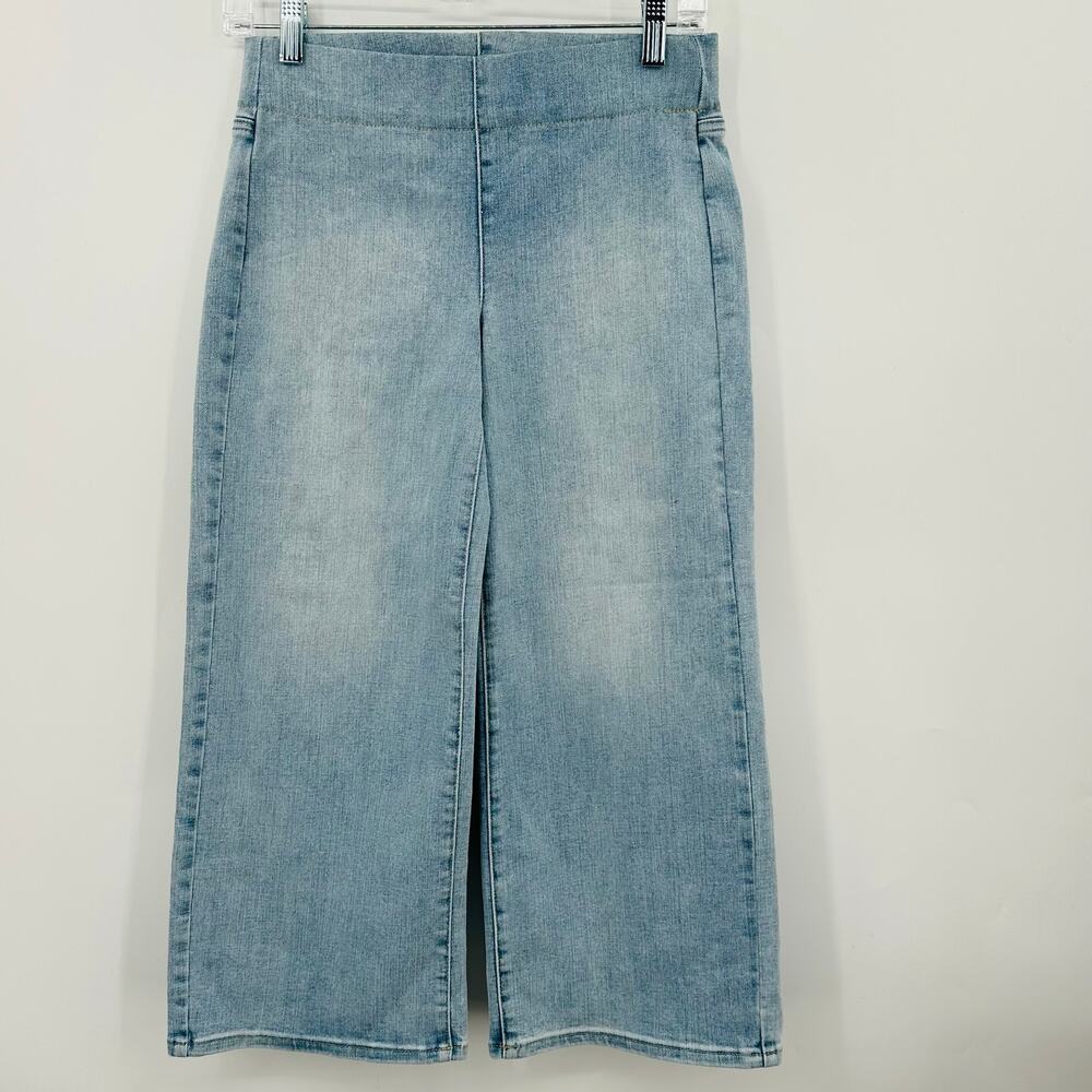 NYDJ Pull On Wide Leg Capri Denim Jeans Cropped Solstice Wash Blue Crop Size 00